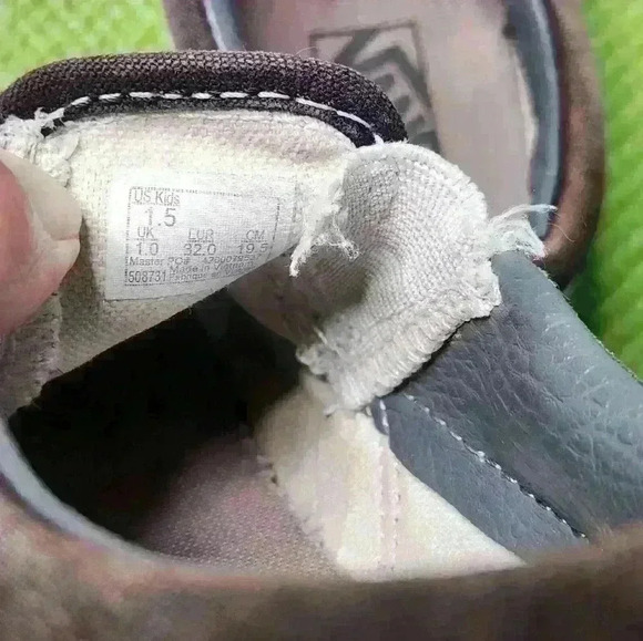 Vans Kids Brown and Black Checkered Casual Slip On Skateboard Shoes Size 1.5 - Picture 8 of 8